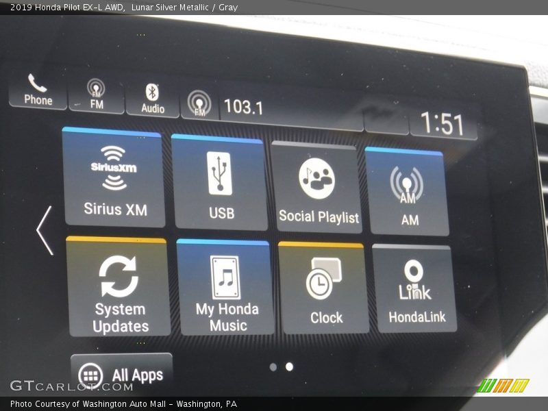 Lunar Silver Metallic / Gray 2019 Honda Pilot EX-L AWD