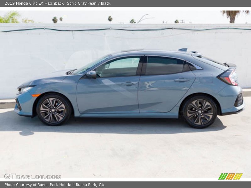 Sonic Gray Pearl / Black 2019 Honda Civic EX Hatchback