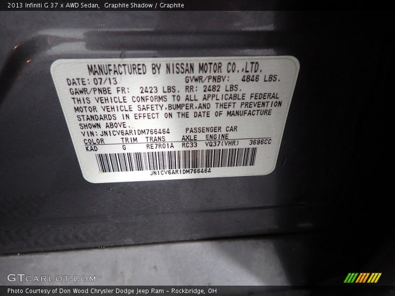 Graphite Shadow / Graphite 2013 Infiniti G 37 x AWD Sedan