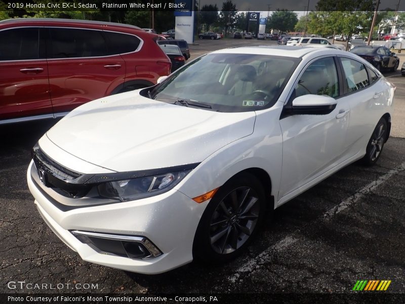 Platinum White Pearl / Black 2019 Honda Civic EX-L Sedan