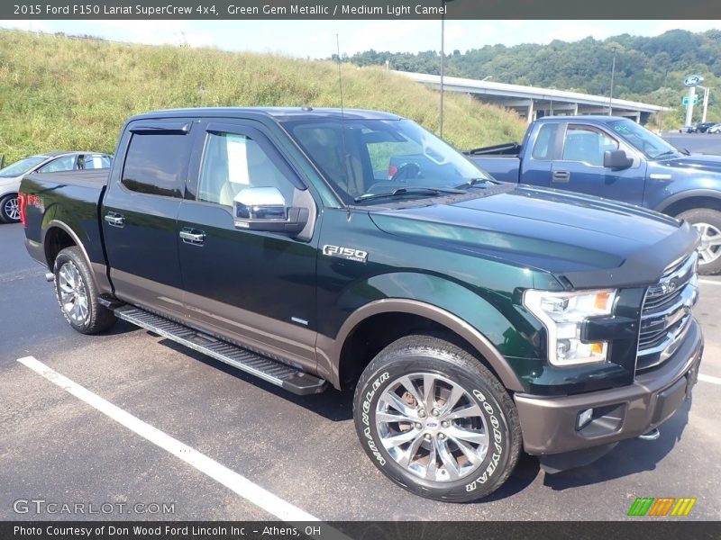 Green Gem Metallic / Medium Light Camel 2015 Ford F150 Lariat SuperCrew 4x4