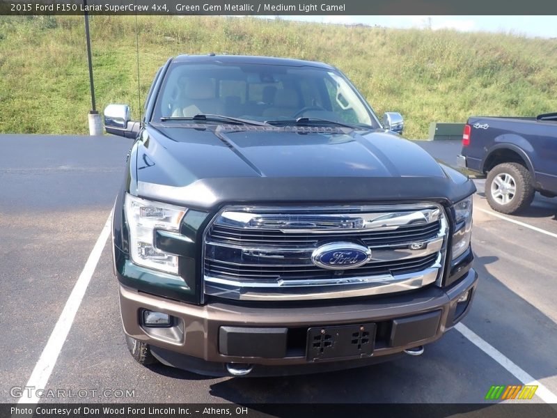 Green Gem Metallic / Medium Light Camel 2015 Ford F150 Lariat SuperCrew 4x4