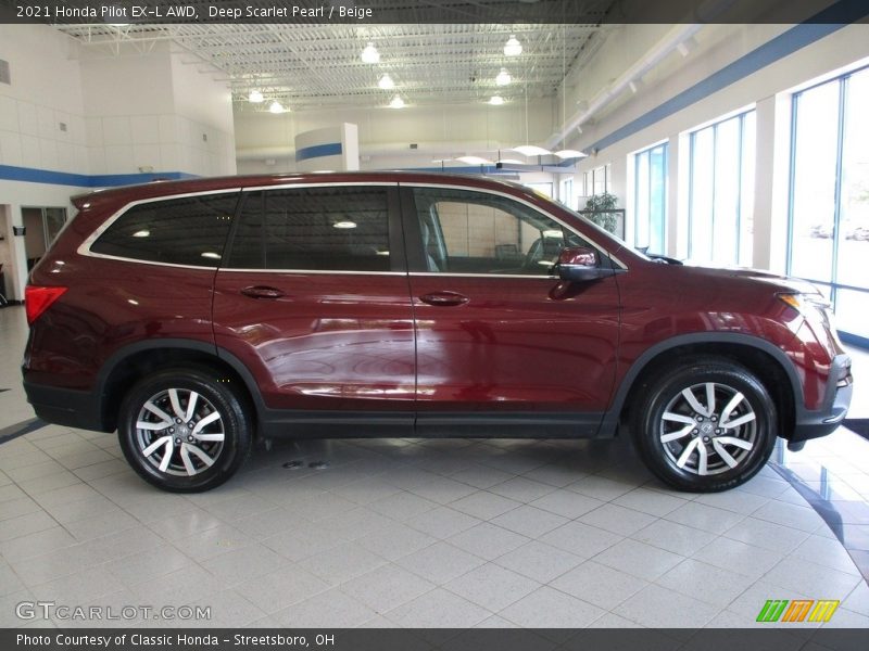 Deep Scarlet Pearl / Beige 2021 Honda Pilot EX-L AWD