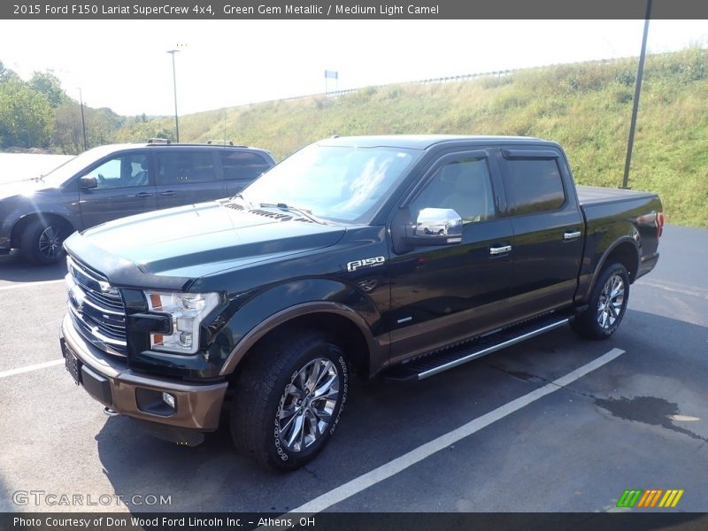 Green Gem Metallic / Medium Light Camel 2015 Ford F150 Lariat SuperCrew 4x4