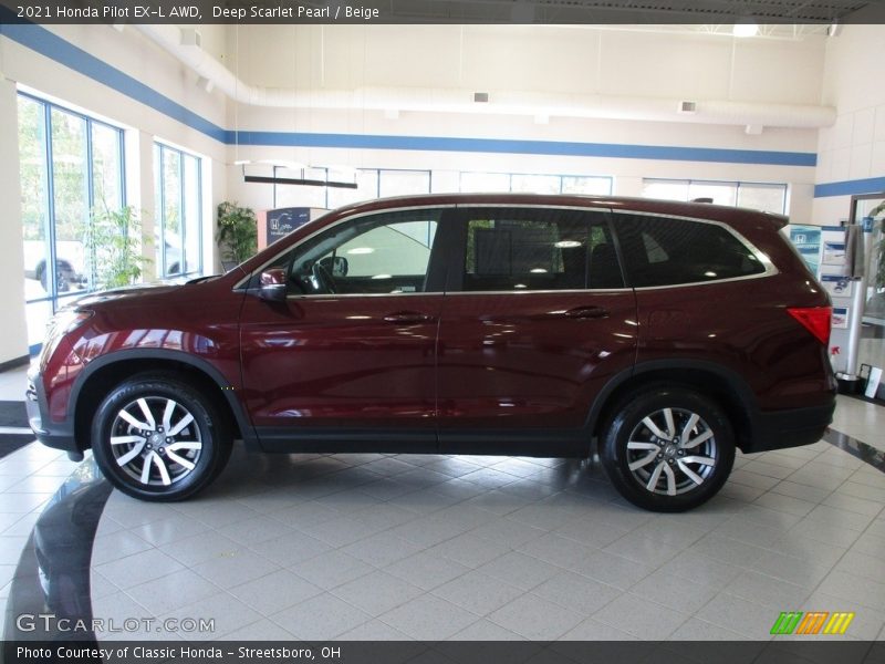 Deep Scarlet Pearl / Beige 2021 Honda Pilot EX-L AWD