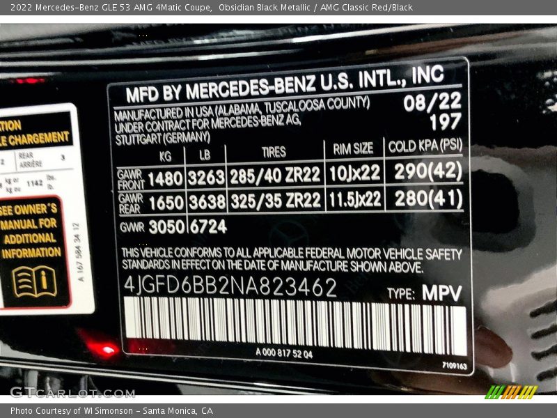 2022 GLE 53 AMG 4Matic Coupe Obsidian Black Metallic Color Code 197