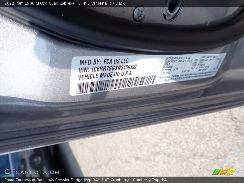 Billet Silver Metallic / Black 2022 Ram 1500 Classic Quad Cab 4x4