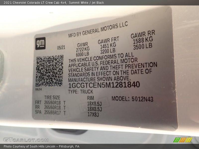 Summit White / Jet Black 2021 Chevrolet Colorado LT Crew Cab 4x4