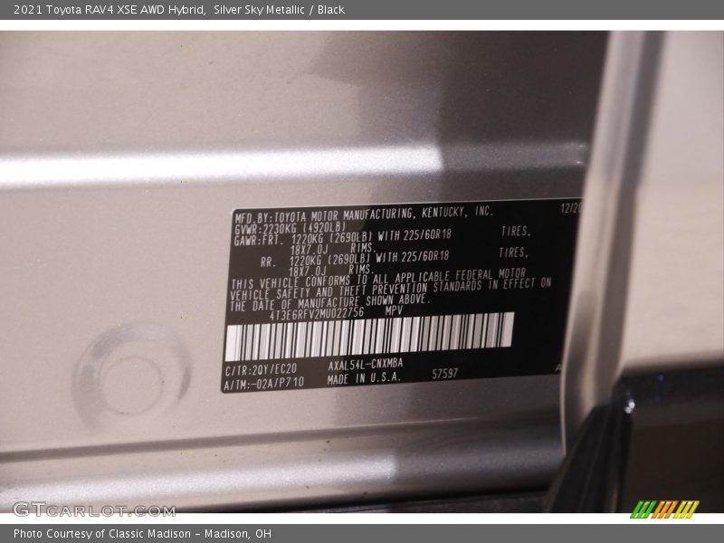 Silver Sky Metallic / Black 2021 Toyota RAV4 XSE AWD Hybrid