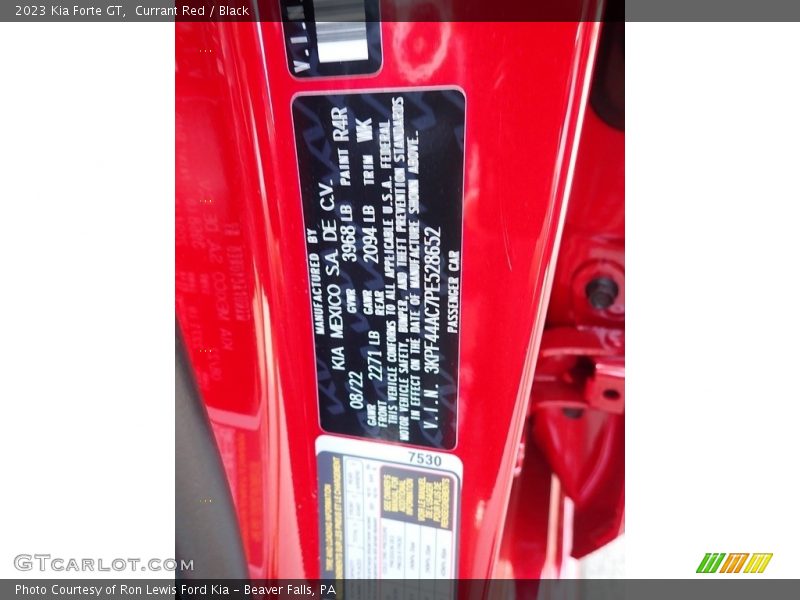 Currant Red / Black 2023 Kia Forte GT