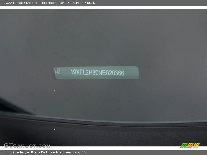 Sonic Gray Pearl / Black 2022 Honda Civic Sport Hatchback