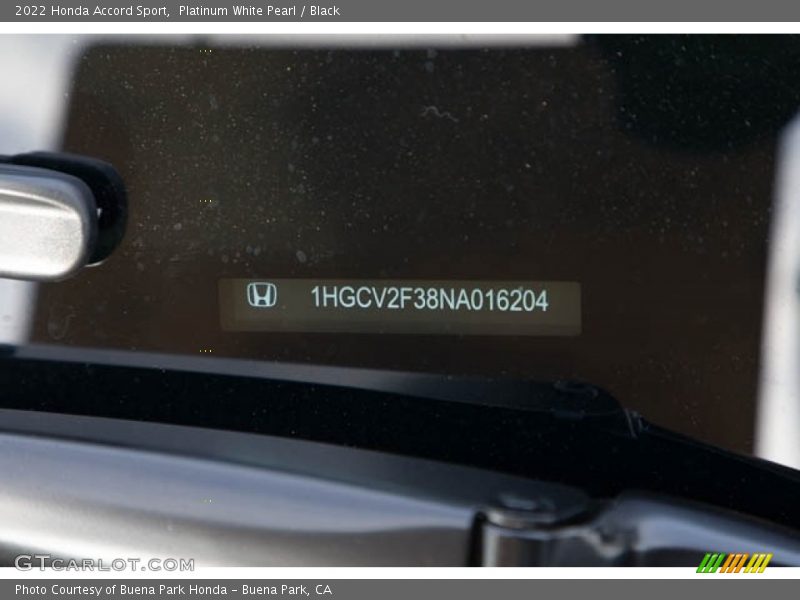 Platinum White Pearl / Black 2022 Honda Accord Sport