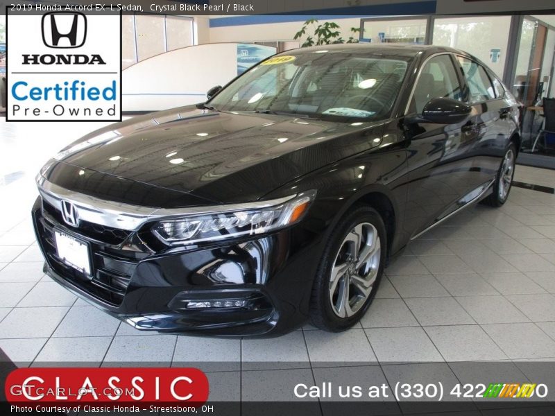 Crystal Black Pearl / Black 2019 Honda Accord EX-L Sedan