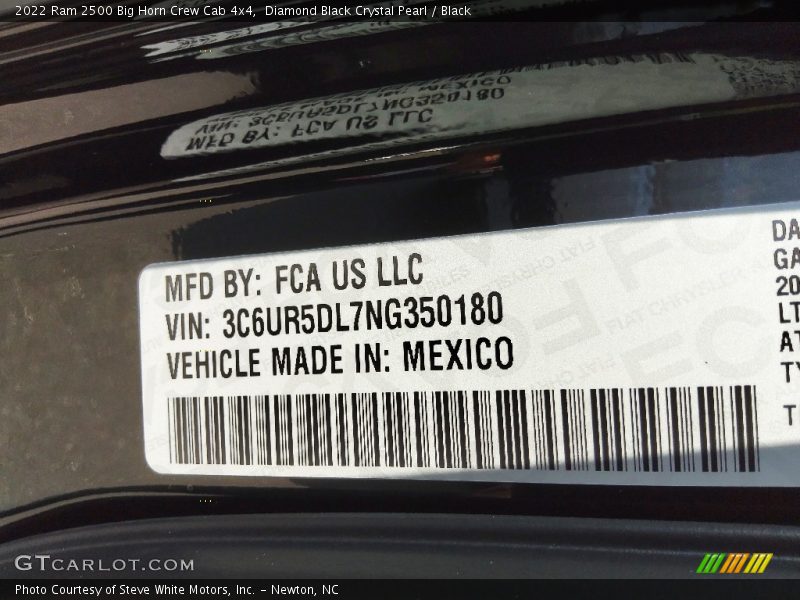 Diamond Black Crystal Pearl / Black 2022 Ram 2500 Big Horn Crew Cab 4x4