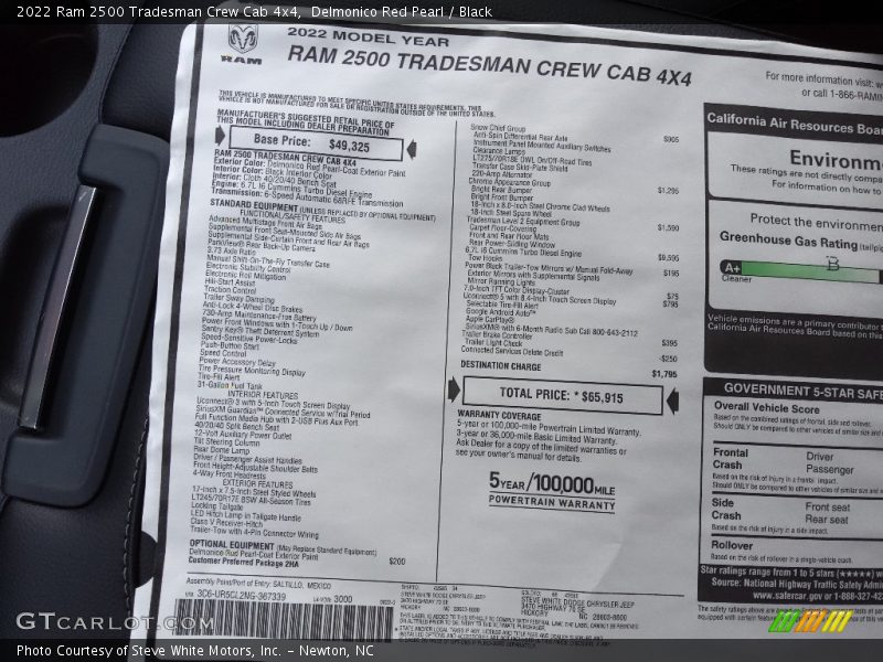 Delmonico Red Pearl / Black 2022 Ram 2500 Tradesman Crew Cab 4x4