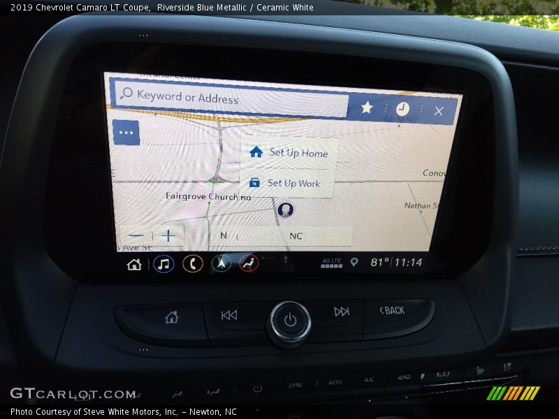 Riverside Blue Metallic / Ceramic White 2019 Chevrolet Camaro LT Coupe