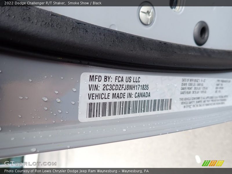 Smoke Show / Black 2022 Dodge Challenger R/T Shaker