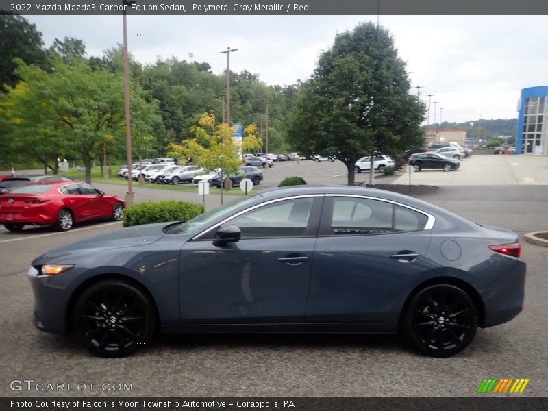 Polymetal Gray Metallic / Red 2022 Mazda Mazda3 Carbon Edition Sedan