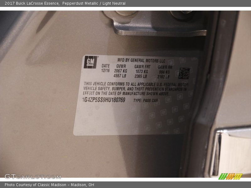 Pepperdust Metallic / Light Neutral 2017 Buick LaCrosse Essence