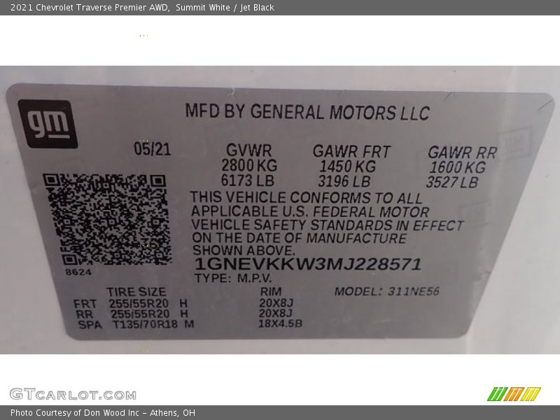 Summit White / Jet Black 2021 Chevrolet Traverse Premier AWD