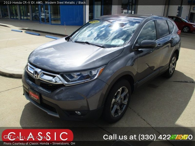 Modern Steel Metallic / Black 2019 Honda CR-V EX AWD