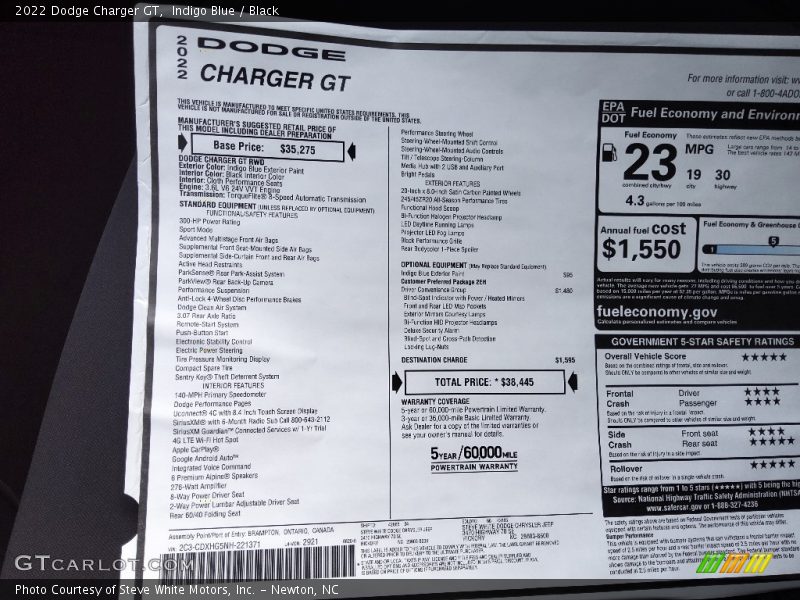 Indigo Blue / Black 2022 Dodge Charger GT