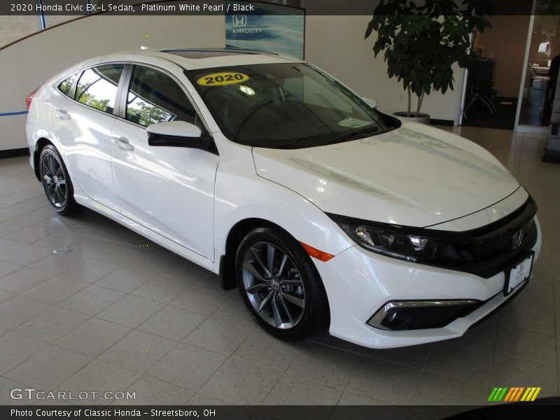 Platinum White Pearl / Black 2020 Honda Civic EX-L Sedan