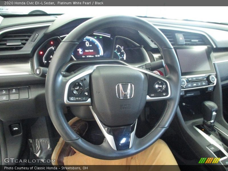 Platinum White Pearl / Black 2020 Honda Civic EX-L Sedan
