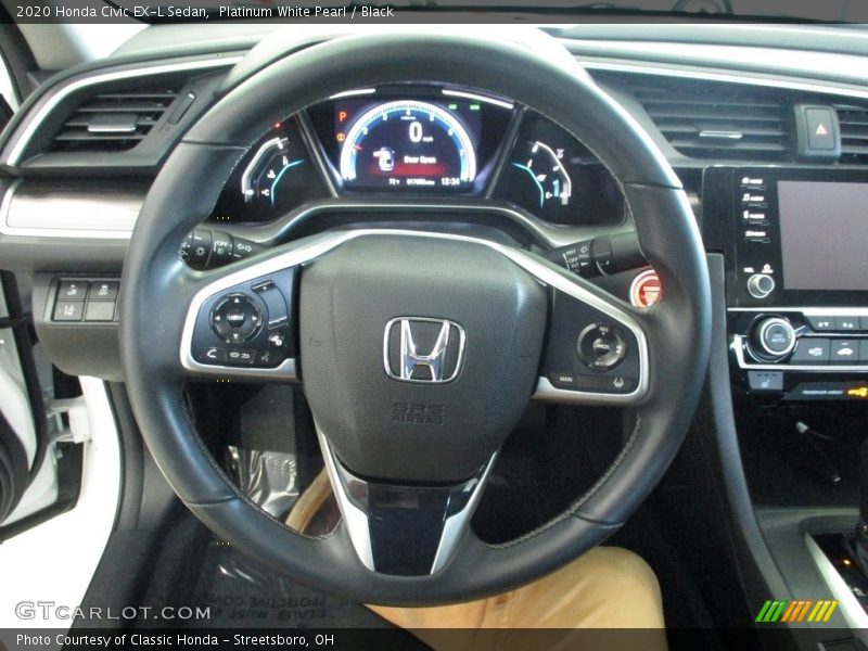 Platinum White Pearl / Black 2020 Honda Civic EX-L Sedan