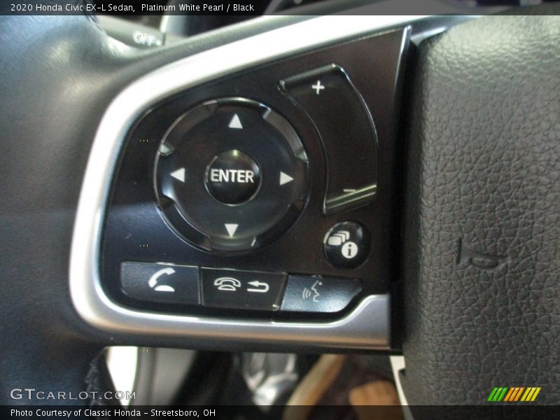 Platinum White Pearl / Black 2020 Honda Civic EX-L Sedan