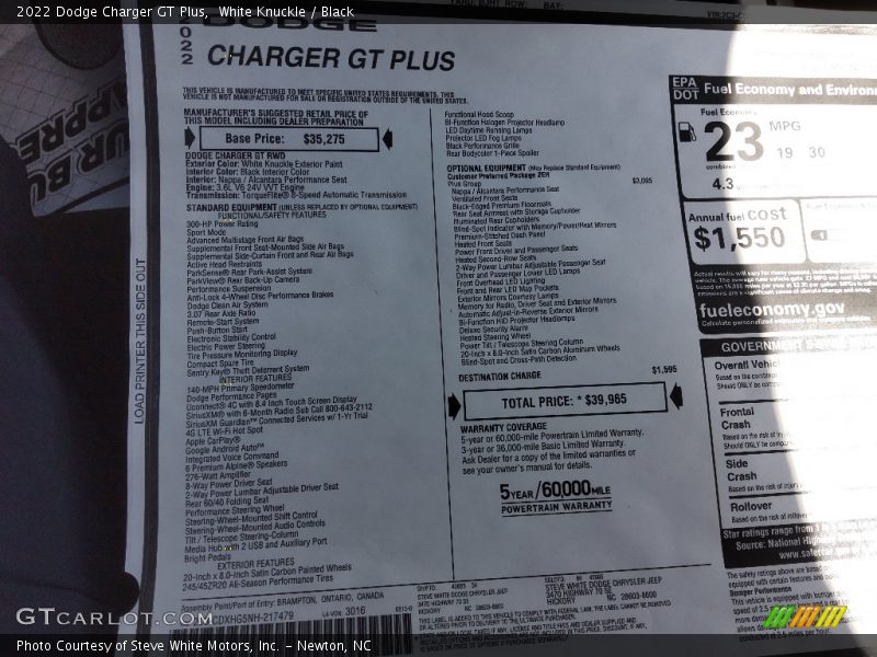 White Knuckle / Black 2022 Dodge Charger GT Plus