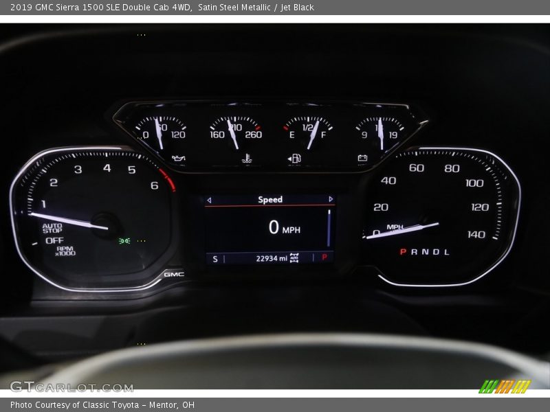 Satin Steel Metallic / Jet Black 2019 GMC Sierra 1500 SLE Double Cab 4WD