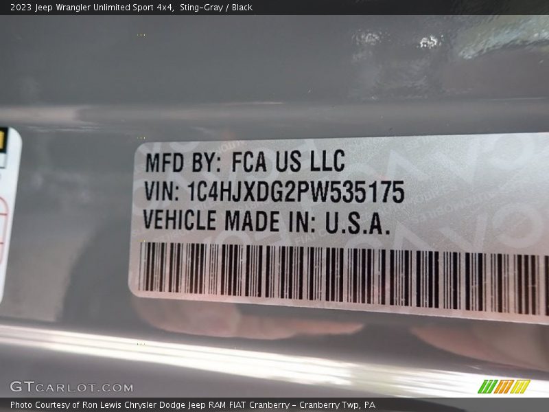 Sting-Gray / Black 2023 Jeep Wrangler Unlimited Sport 4x4