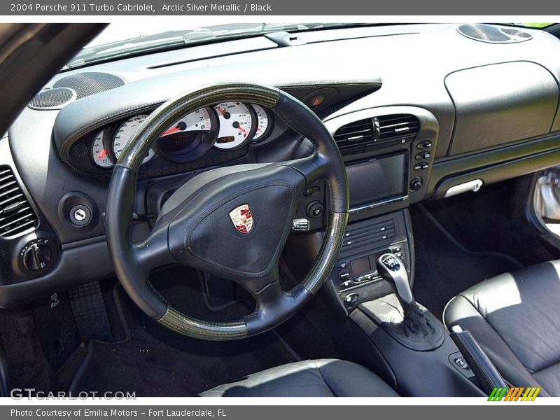 Arctic Silver Metallic / Black 2004 Porsche 911 Turbo Cabriolet