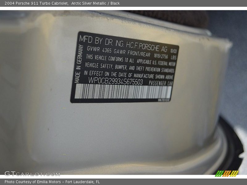 Arctic Silver Metallic / Black 2004 Porsche 911 Turbo Cabriolet