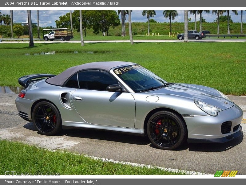 Arctic Silver Metallic / Black 2004 Porsche 911 Turbo Cabriolet
