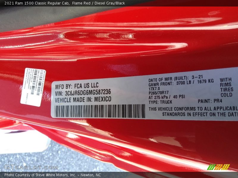 2021 1500 Classic Regular Cab Flame Red Color Code PR4