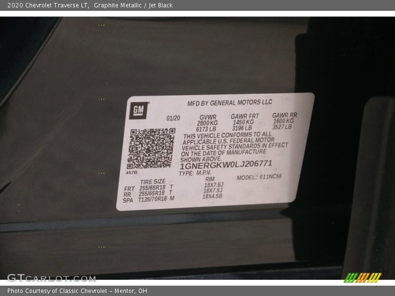 Graphite Metallic / Jet Black 2020 Chevrolet Traverse LT