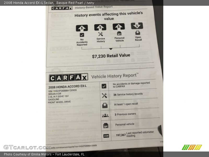 Basque Red Pearl / Ivory 2008 Honda Accord EX-L Sedan