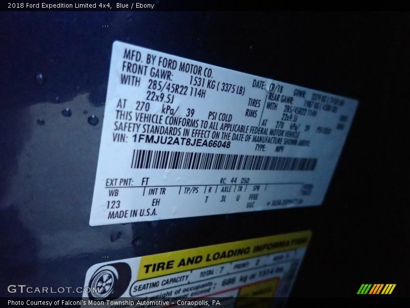 Blue / Ebony 2018 Ford Expedition Limited 4x4