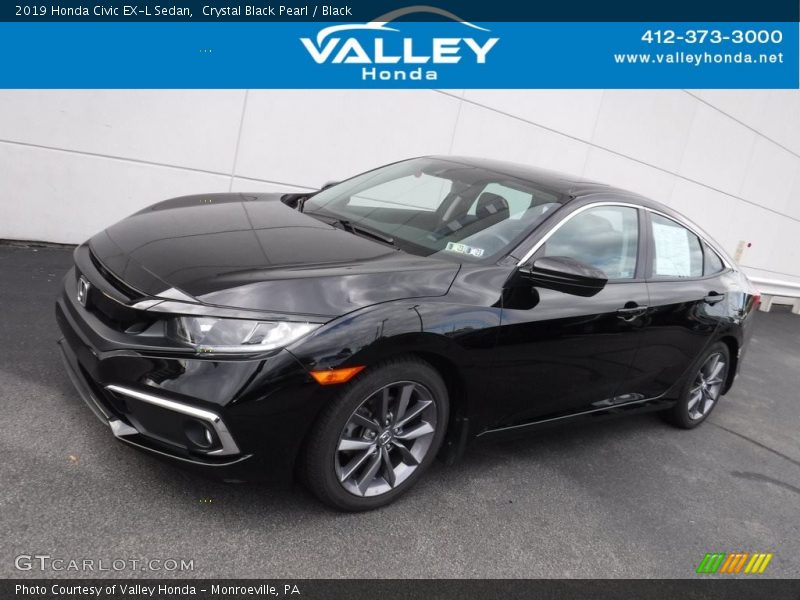 Crystal Black Pearl / Black 2019 Honda Civic EX-L Sedan