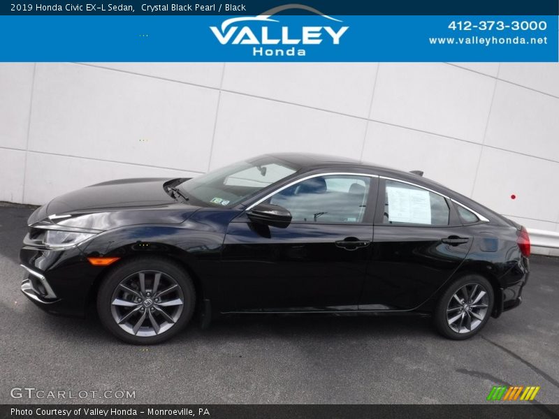 Crystal Black Pearl / Black 2019 Honda Civic EX-L Sedan