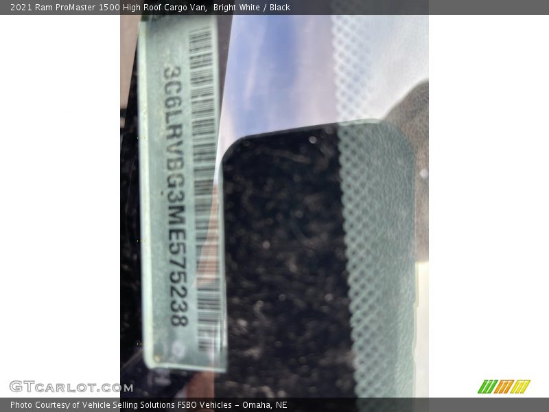Bright White / Black 2021 Ram ProMaster 1500 High Roof Cargo Van