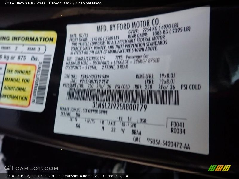Tuxedo Black / Charcoal Black 2014 Lincoln MKZ AWD