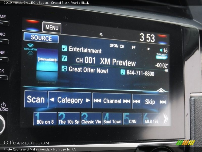 Controls of 2019 Civic EX-L Sedan
