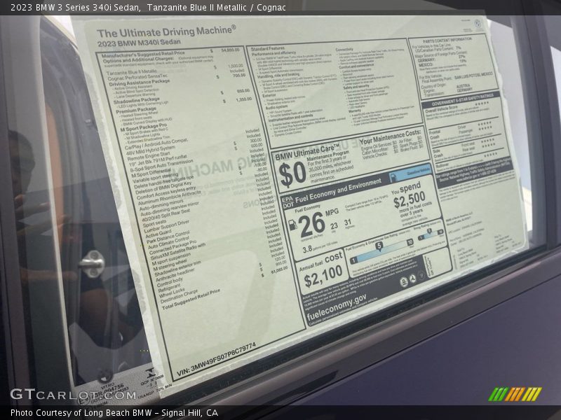  2023 3 Series 340i Sedan Window Sticker