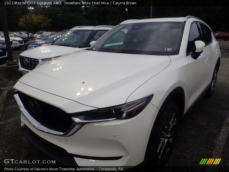 Snowflake White Pearl Mica / Caturra Brown 2021 Mazda CX-5 Signature AWD