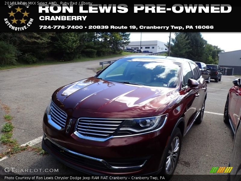 Ruby Red / Ebony 2016 Lincoln MKX Select AWD