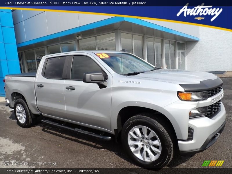 Silver Ice Metallic / Jet Black 2020 Chevrolet Silverado 1500 Custom Crew Cab 4x4