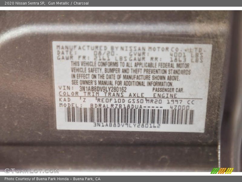 Gun Metallic / Charcoal 2020 Nissan Sentra SR